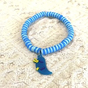 Blue clay beaded bracelet with small cute bird charm | By GetYourDripOn